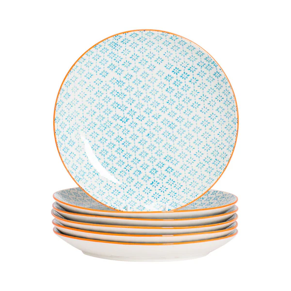 Hand-Printed Dinner Plates 25.5cm Pack of 6