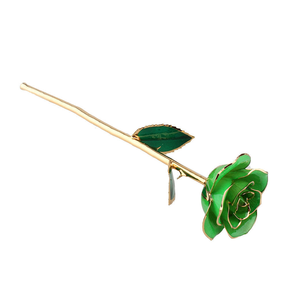 OutsideWorld Deep Green Gold Rose, ZJchao Gold Rose Love Forever Long Stem Dipped 24k Rose Foil Trim Gifts