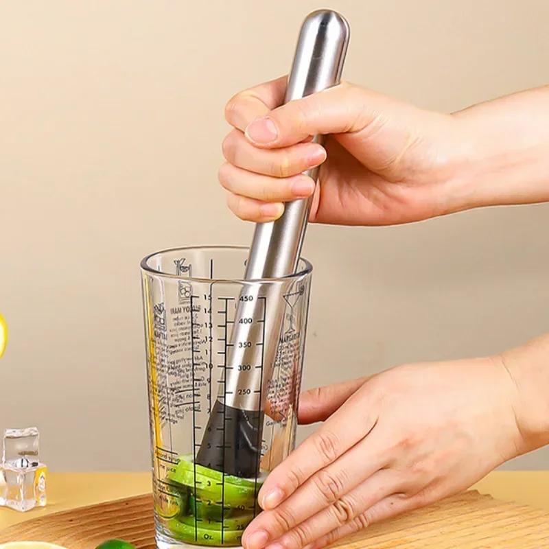 XYNN Stainless Steel Crushed Ice Hammer Multifunctional Popsicle Sticks Cocktail Swizzle Stick Fruit Lemon Muddle Pestle Bar Tools silver