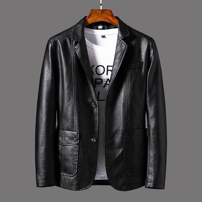 WEFT New Spring and Autumn Jackets, Men's Warm Leather Jackets, Casual and Fashionable Men's Pu Leather Jackets, Leather Suits 6XL