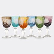 Pols Potten - Peony Multicolour Wine Glasses - Set of 6