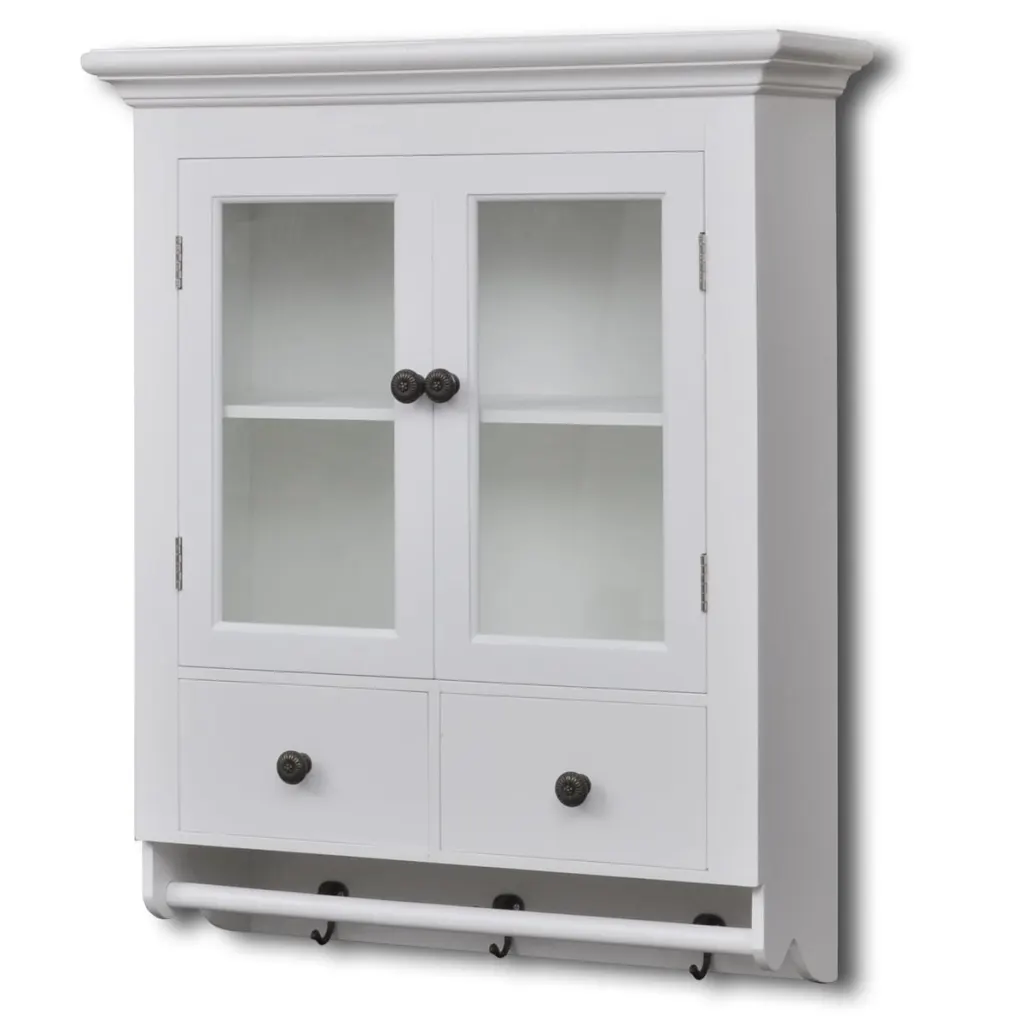 VidaXL Wooden Kitchen Wall Cabinet with Glass Door White