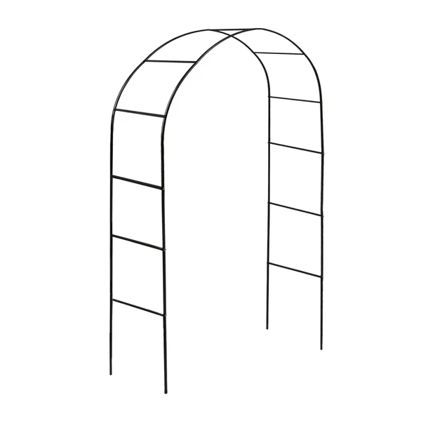 Harbour Housewares Metal Garden Arbour Arch - 2.4M X 1.4M - Black - Large Wide Heavy-Duty Outdoor Archway