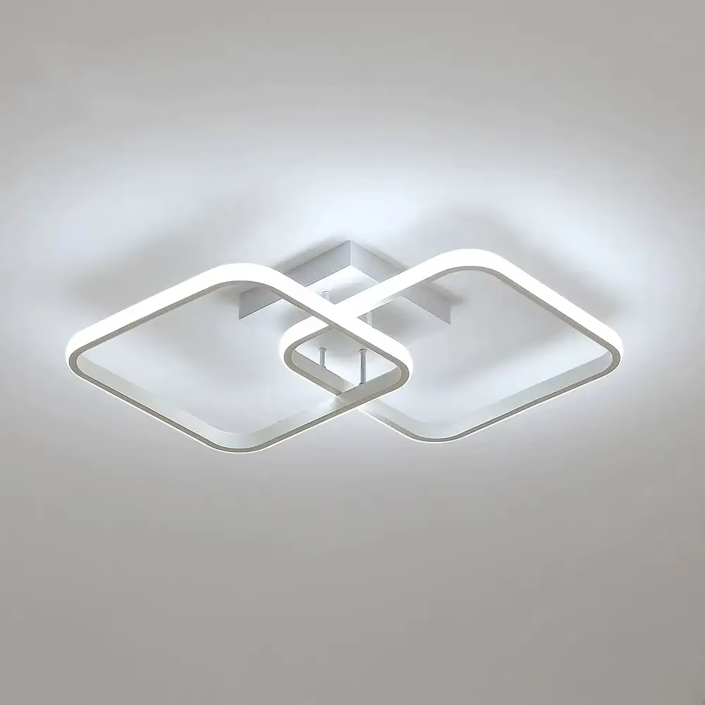 DELIPOP Modern Square Ceiling Light, LED Chandeliers, 42W Acrylic Ceiling Lamp for Kitchen Dining Room Living Room,6500K