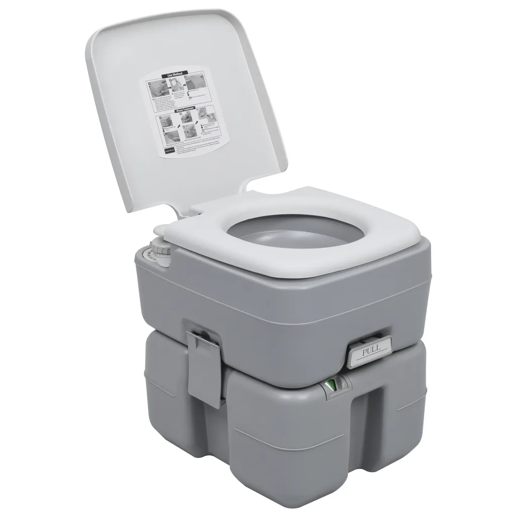 VidaXL Portable Camping Toilet Grey 20+10 L