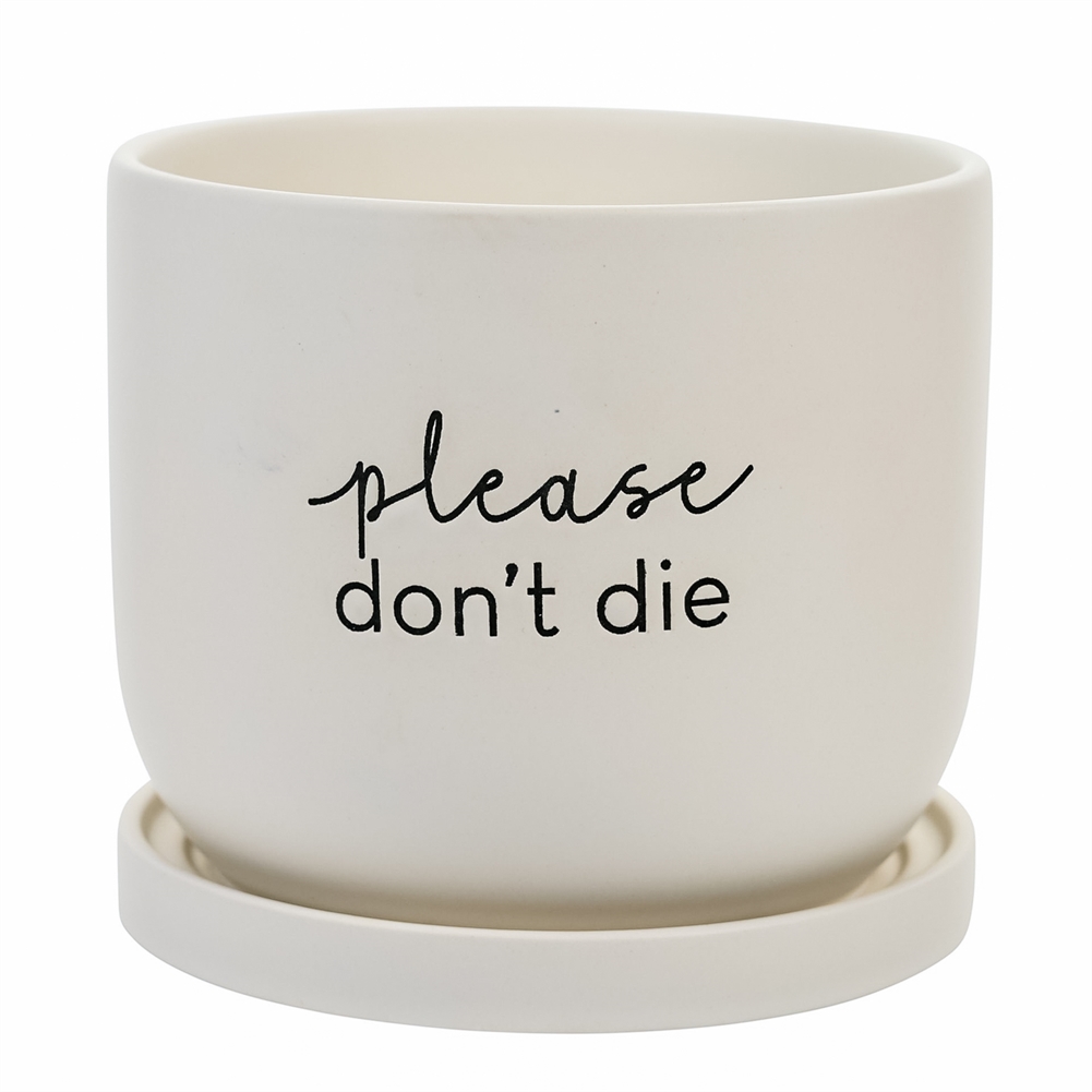 Country Living Ceramic Plant Pot - "Please Don't Die"