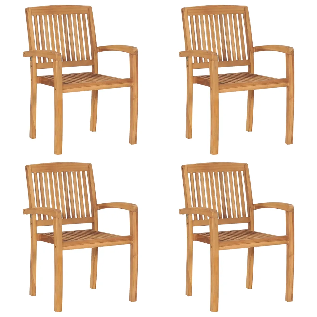 VidaXL Stacking Garden Chairs 4 pcs Solid Teak Wood
