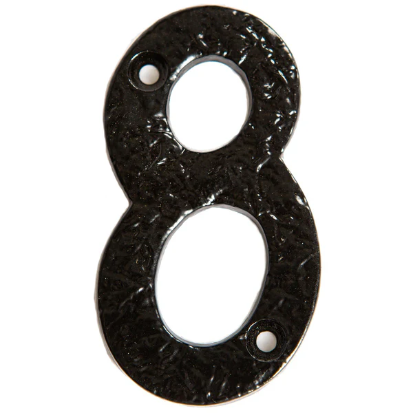 80mm Black Rustic Iron House Number 8 | By Hammer & Tongs