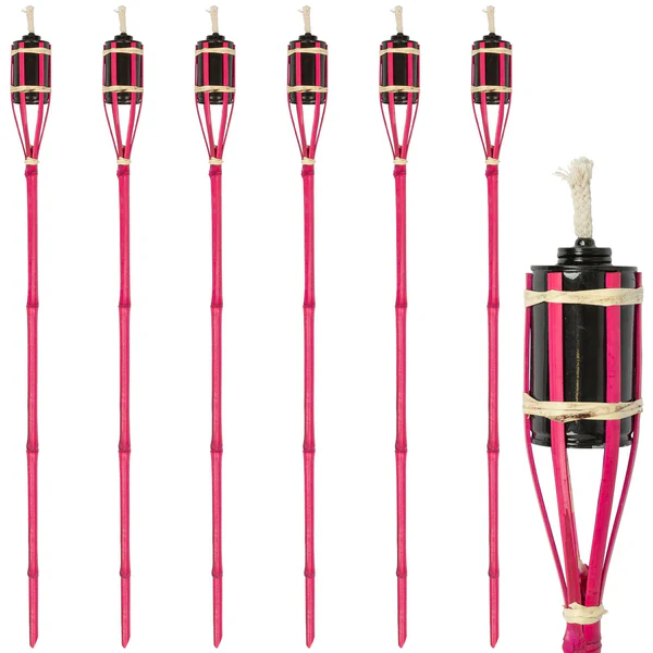Harbour Housewares Bamboo Garden Fire Torches - 113cm - Pack of Six - Pink