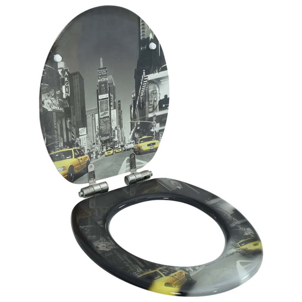VidaXL WC Toilet Seat with Soft Close Lid MDF New York Design