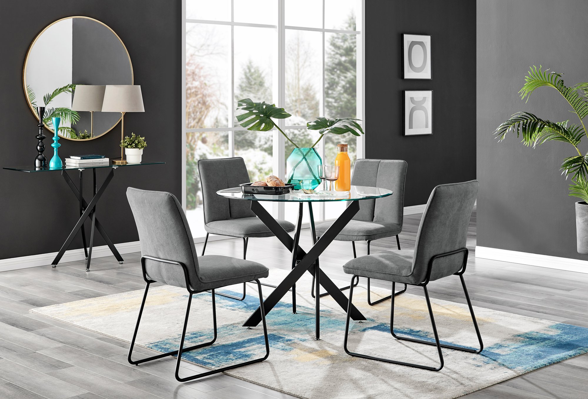 Furniture Box 4 - Person Counter Height Dining Set black