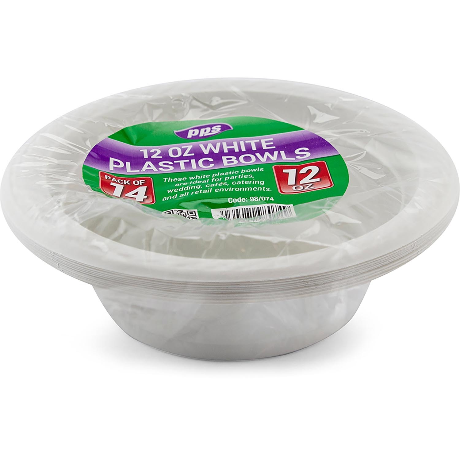 Pack of 14 Plastic Bowl White