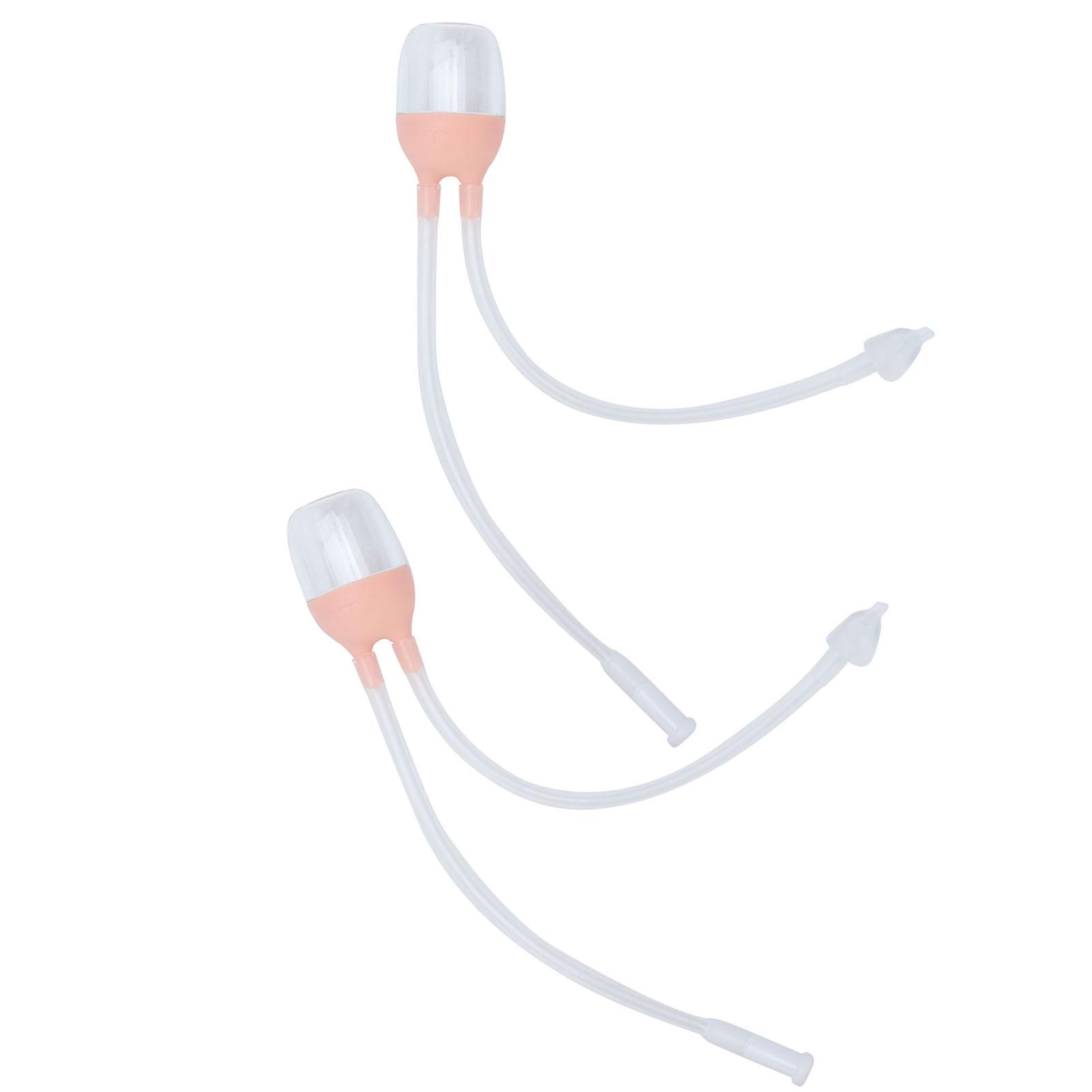 Neoglint 2pcs Infant Nasal Aspirator Soft Silicone Baby Snot Cleaning Nasal Sucker Nose Care ToolsPink pink