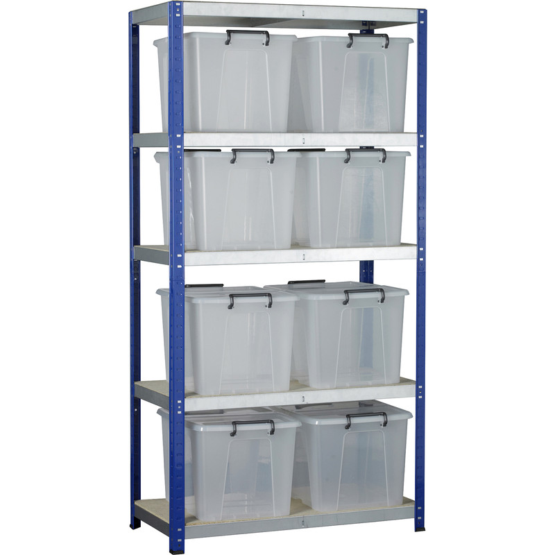 Barton Eco 5 Tier Shelving Bay with Storage Containers 1800 x 900 x 450mm Plastic
