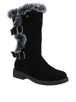 Hush Puppies Women's 'Megan' Suede Leather Mid Boots|Size: 3|black