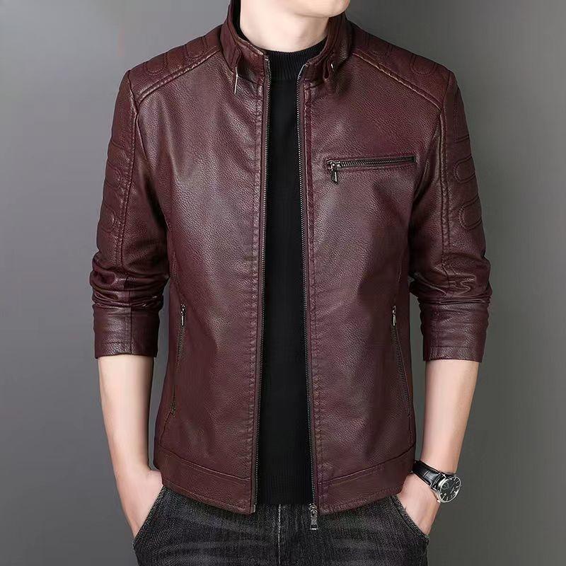 Avant-Garde Men's Leather Jackets, Velvet Thickened Leather Jackets, Young and Middle-aged Motorcycle Leather Jackets, Trendy Men's Jackets 4XL