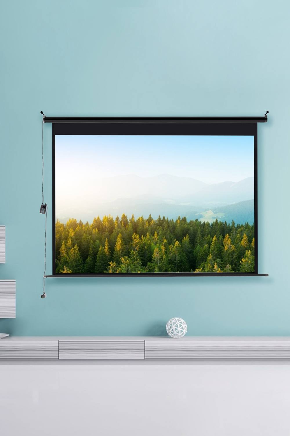 Living And Home 120" Electric Projector Screen with Remote Control