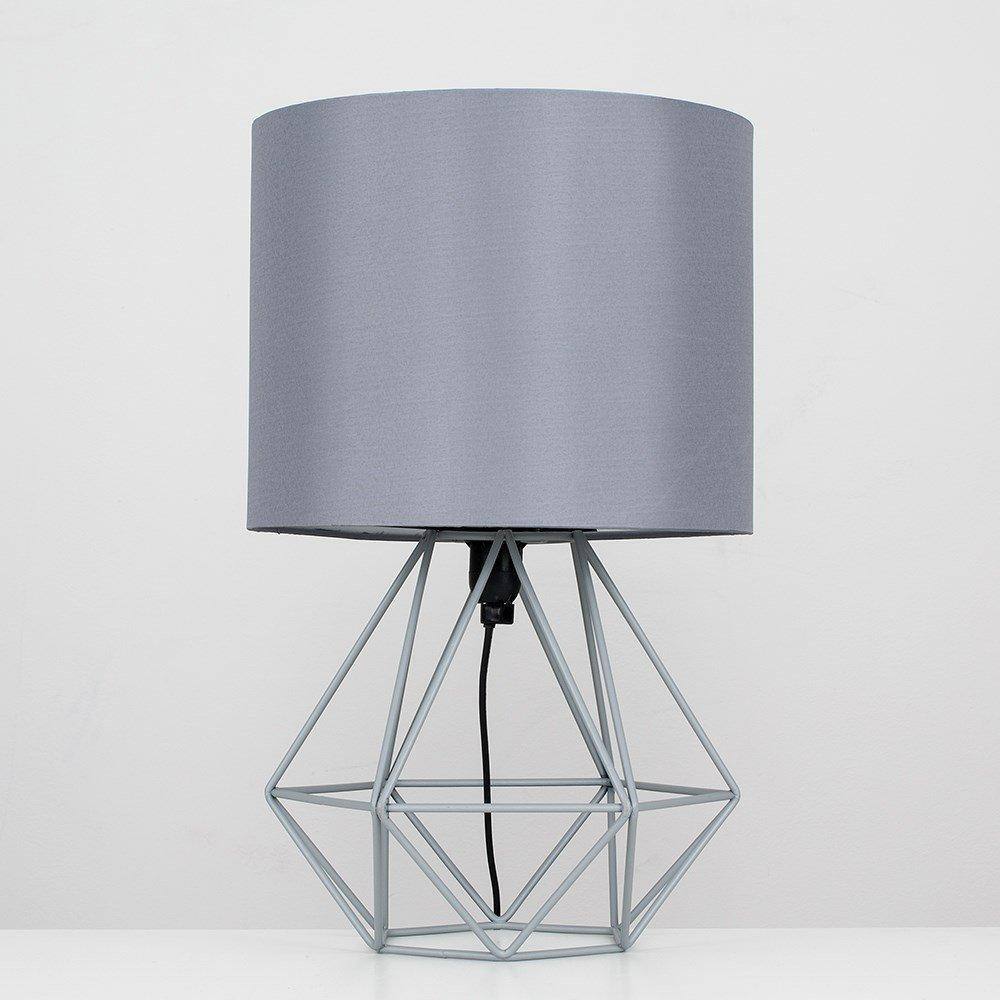 Value Lights Angus Geometric Grey Table Lamp with Grey Shade