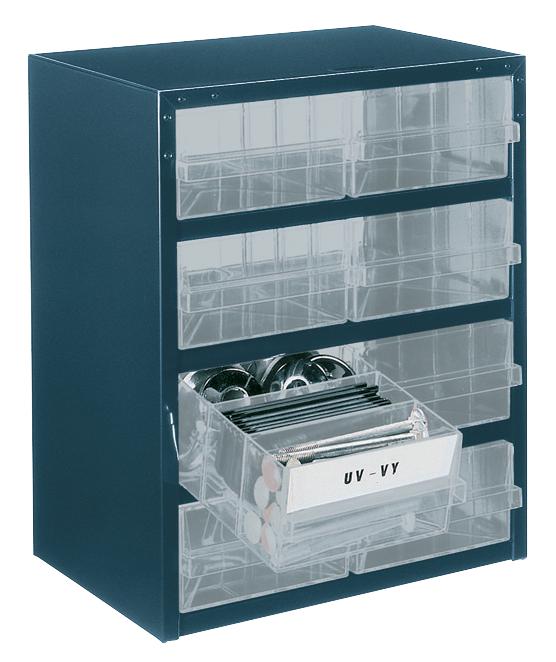 Raaco 8 Drawer Storage Unit, Steel, 435mm x 357mm x 255mm, Blue