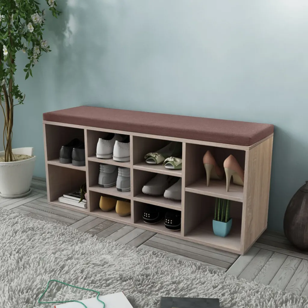 VidaXL Shoe Storage Bench 10 Compartments Oak Colour
