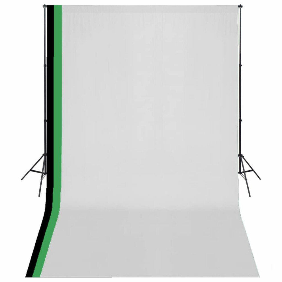 VidaXL Photo Studio Kit with 3 Cotton Backdrops Adjustable Frame 3x5m