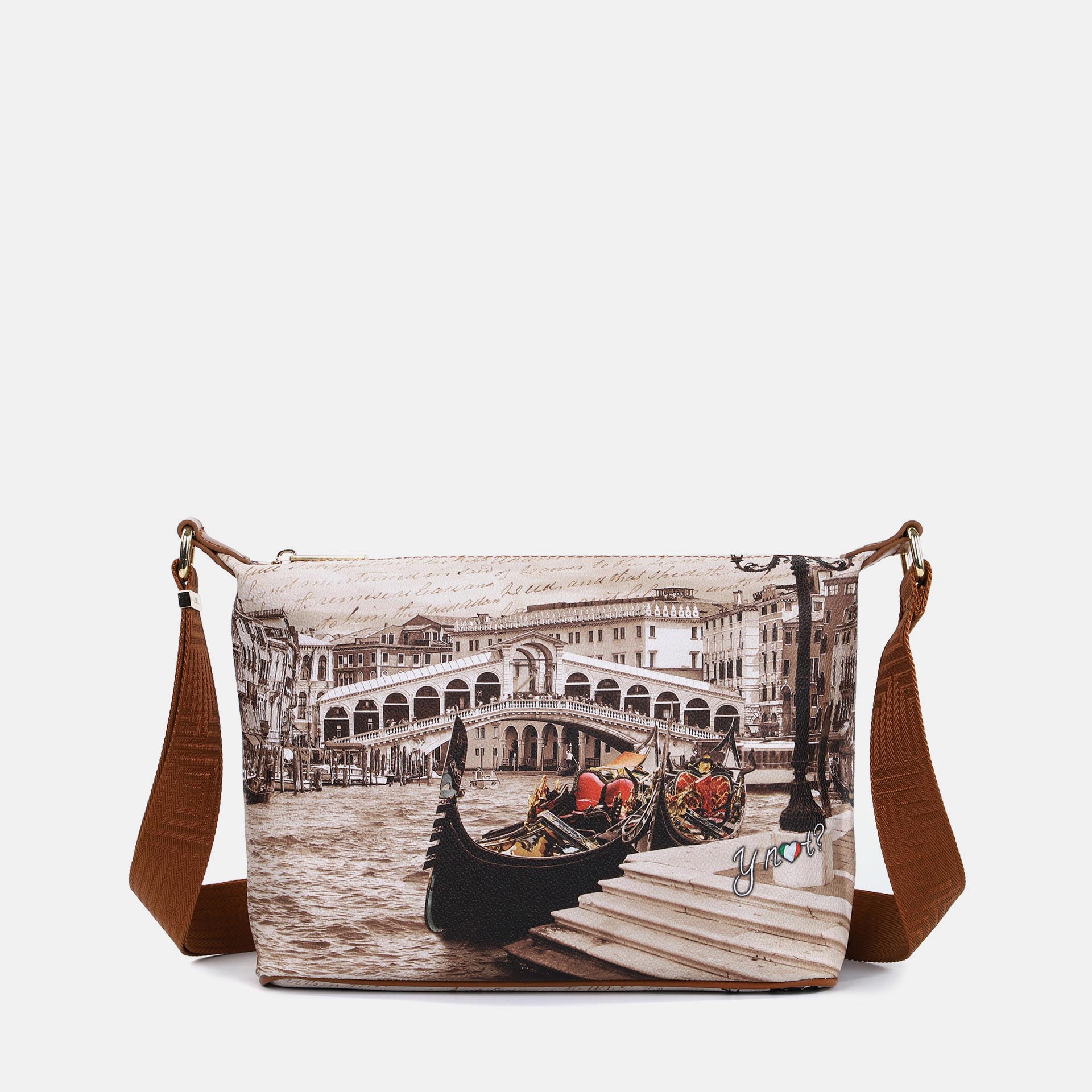 Ynot ? Borsa Sacca Small Yes Bag Stampa Città Venice Postcard