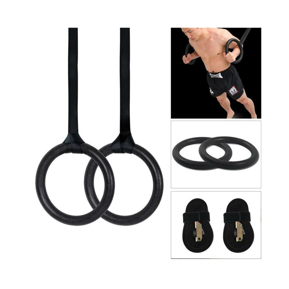Unbranded 2 Adjustable Gymnastic Rings Cross fit Gym Strength Fitness Training