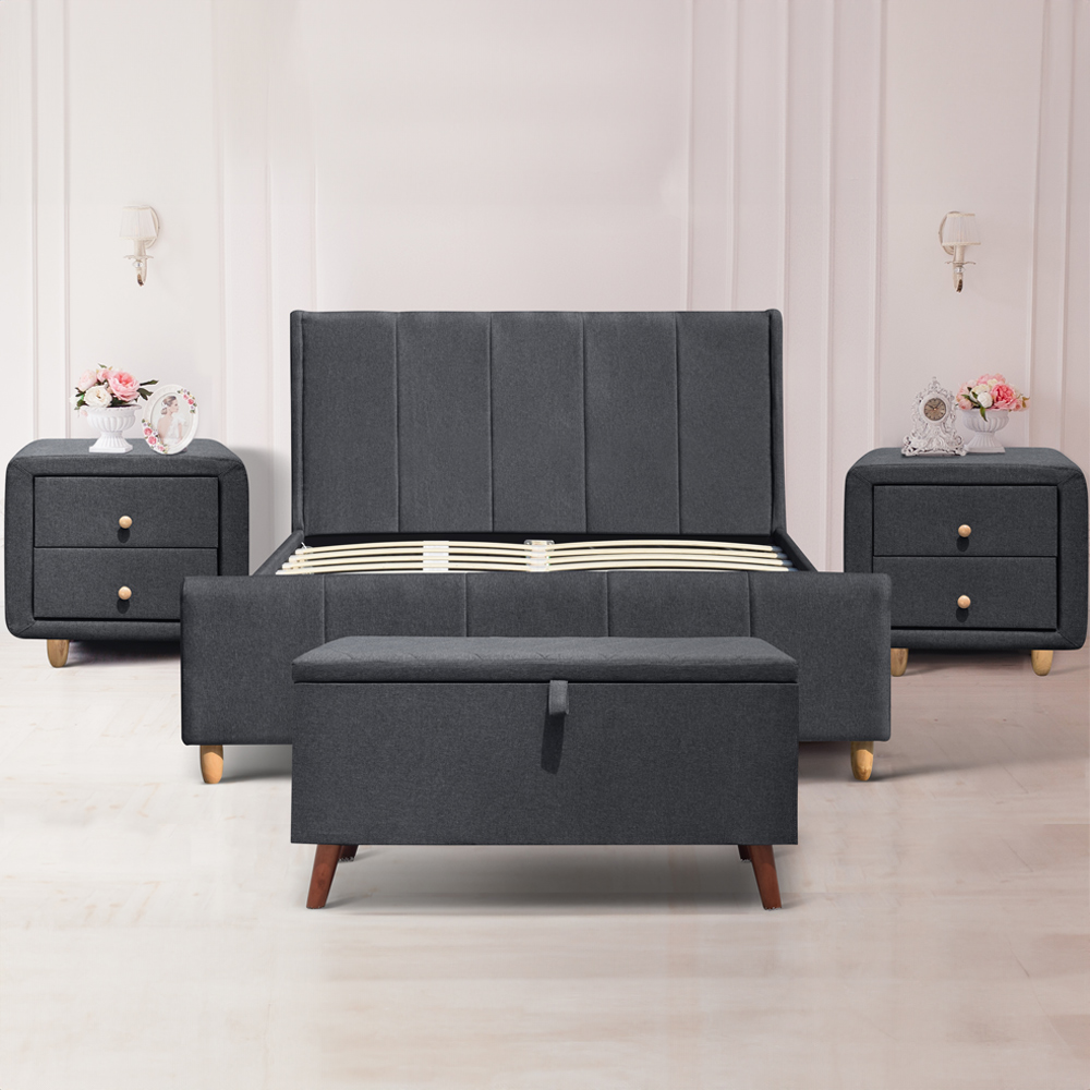 Brooklyn Grey Linen 3 Piece Bedroom Furniture Set