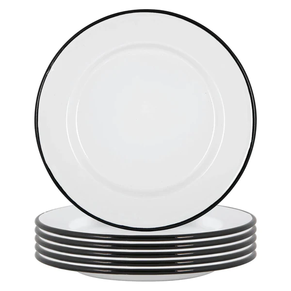 25.5cm White Enamel Dinner Plates | Pack of Six | By Argon Tableware