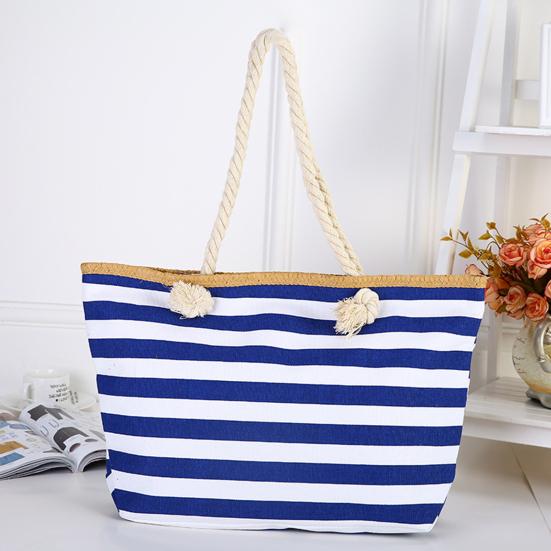 Wonder Pocket Great Beach Bag Striped Reusable Multipurpose Shopping