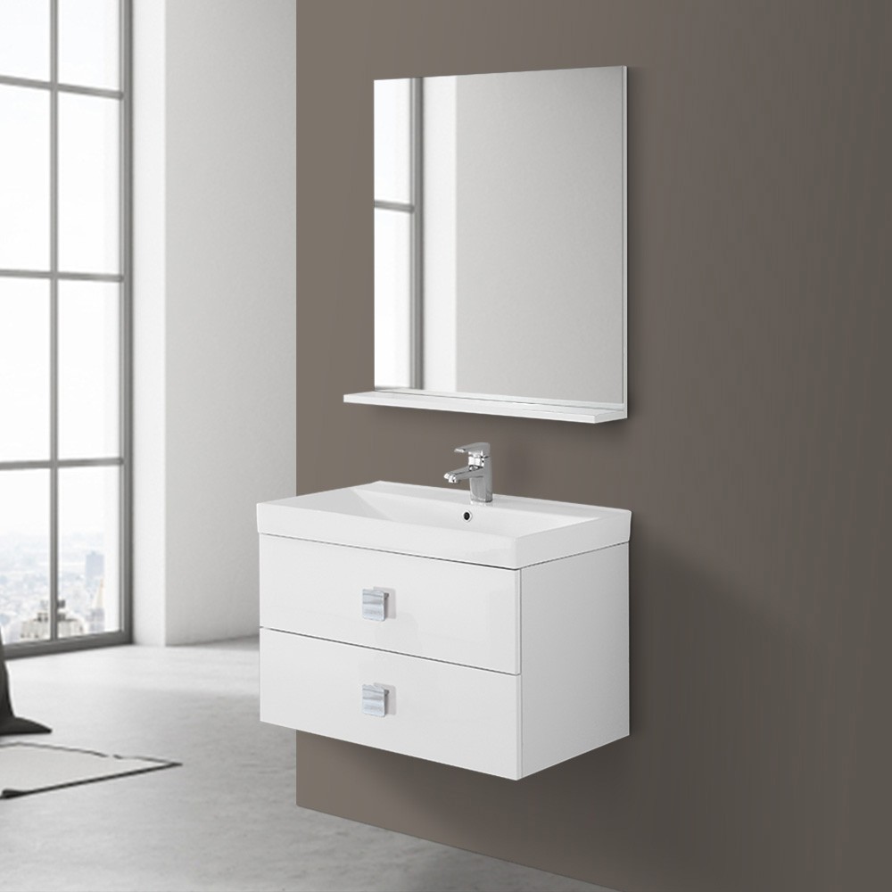 BricoIo Feridras Composizione bagno sospesa mobile lavabo + specchio con mensola 606058