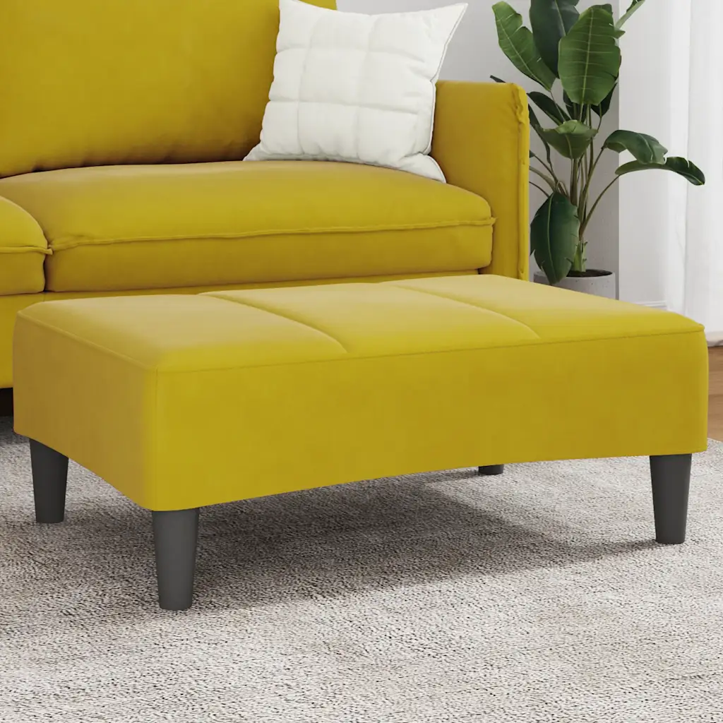 VidaXL Footstool Living Room Seat Footrest Ottoman Sofa Stool Yellow Velvet