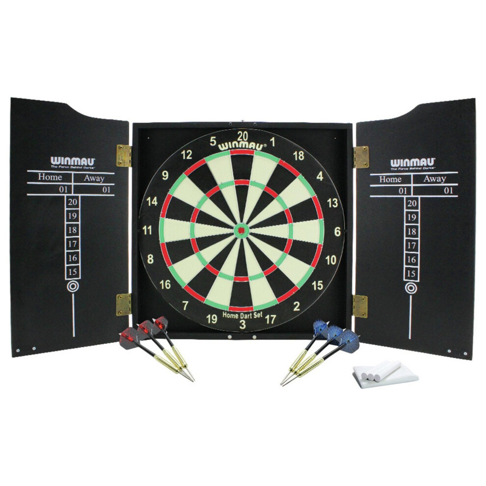 Winmau Home Double Sided Dartboard, Cabinet and Darts Set