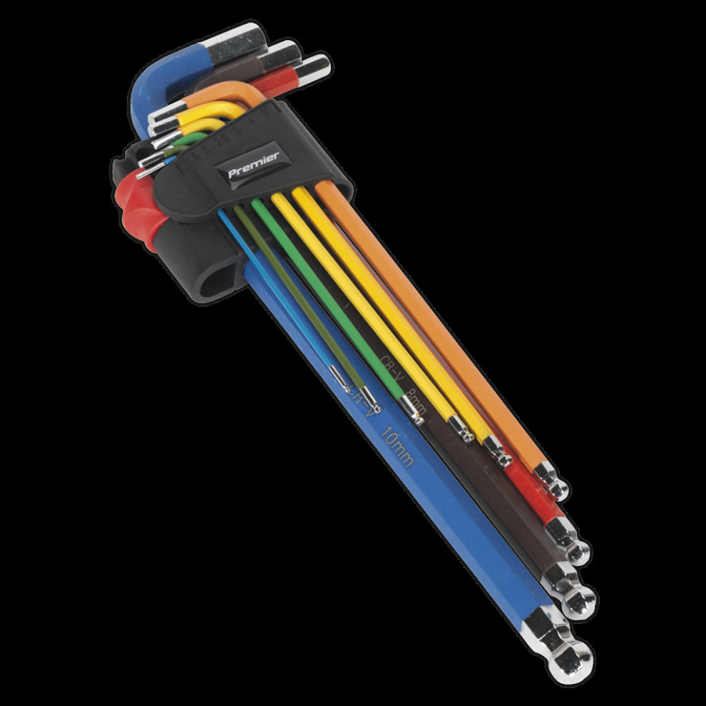 Sealey AK7191 9pc Anti-Slip Extra-Long Ball-End Hex Key Set