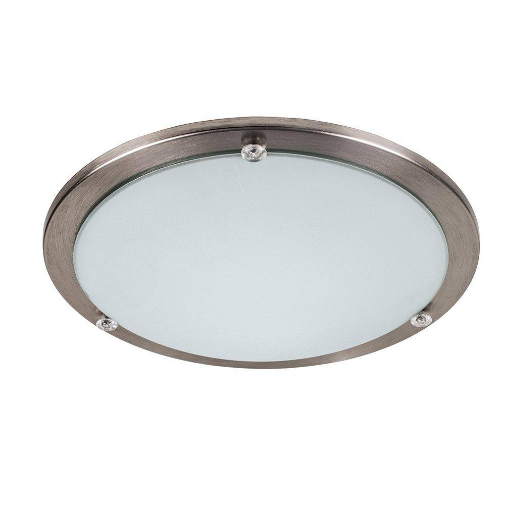 Value Lights Cymbal Glass 1 Light Brushed Chrome Flush Ceiling Light
