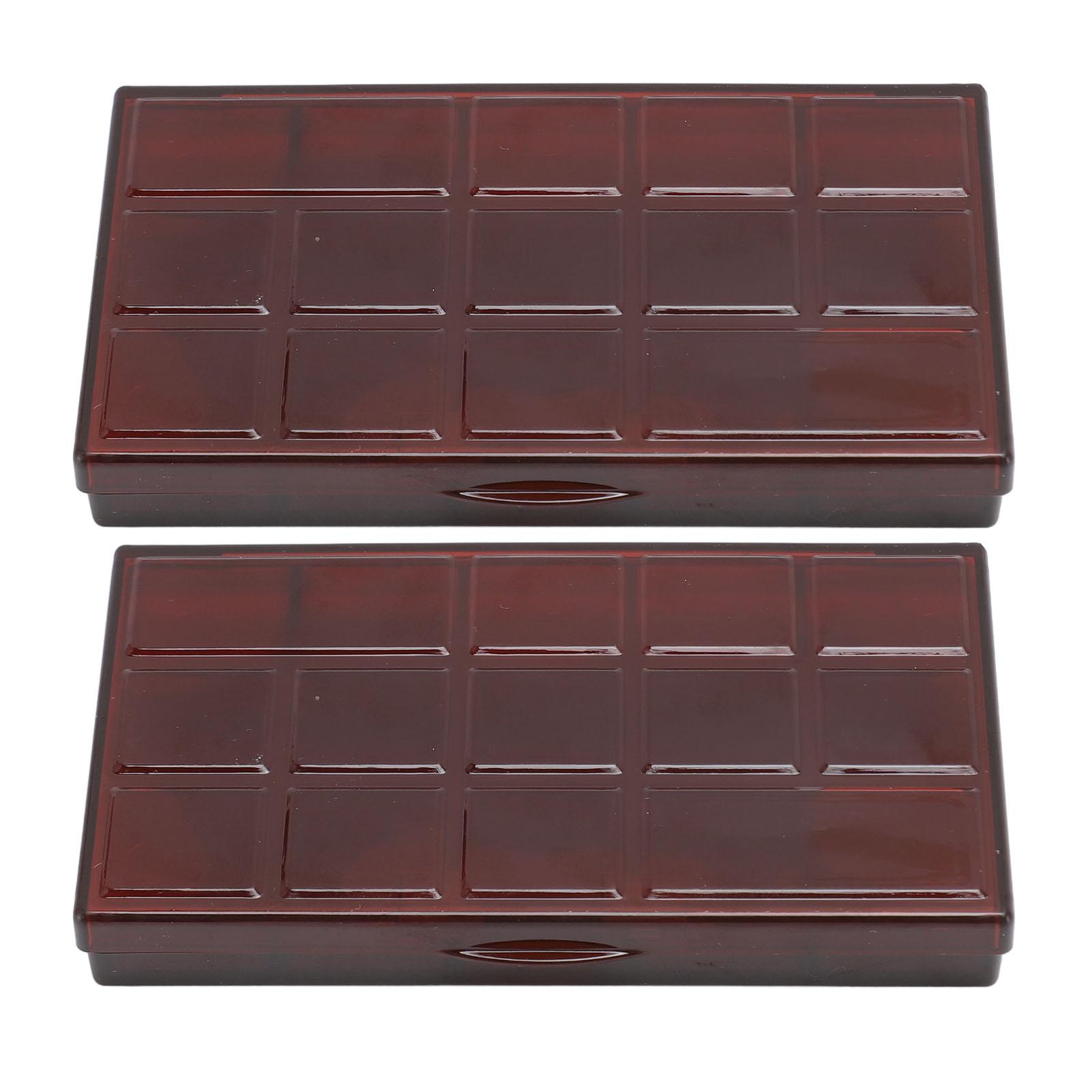 GoolRC 2pcs 15 Grids Transparent Paint Box Clear Plastic Painting Pigment Box Portable Leakproof coffee