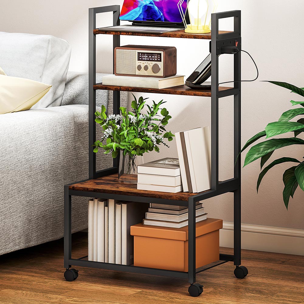 Homcom 4-Tier Mobile Printer Stand with Power Outlets for Home Office