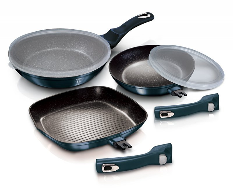 Berlinger Haus 5-Piece Non-Stick Frying Pan Set with Lids blue