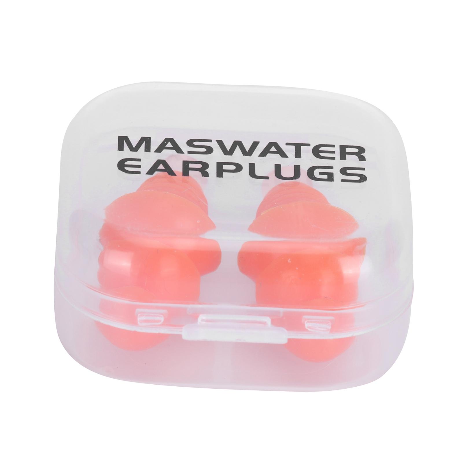 TOMTOP JMS Reusable Ear Plugs Waterproof Silicone Earplugs Noise Reduction for Swimming Sleeping(Orange Box )