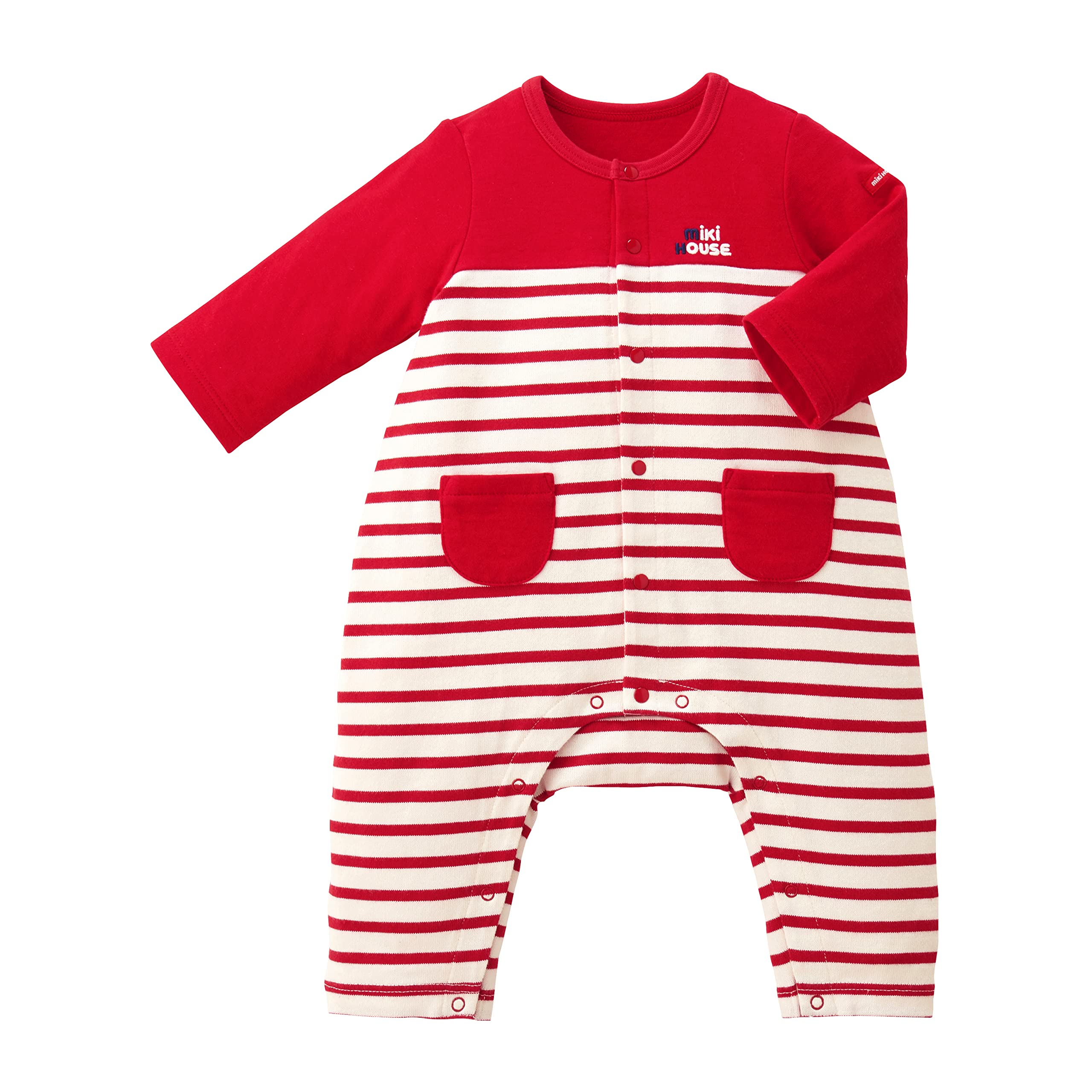 Coverall Rompers Boys Girls Baby Clothes Baby 70cm Red [miki House] 43-1201-384