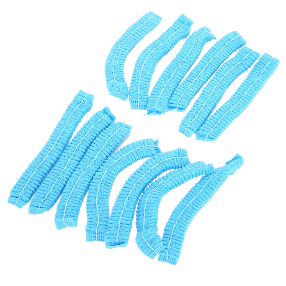 COSYHOME 100PCS Disposable Hair Shower Cap Non Woven Anti Dust Hat Strip Blue NOn woven Caps for Salon