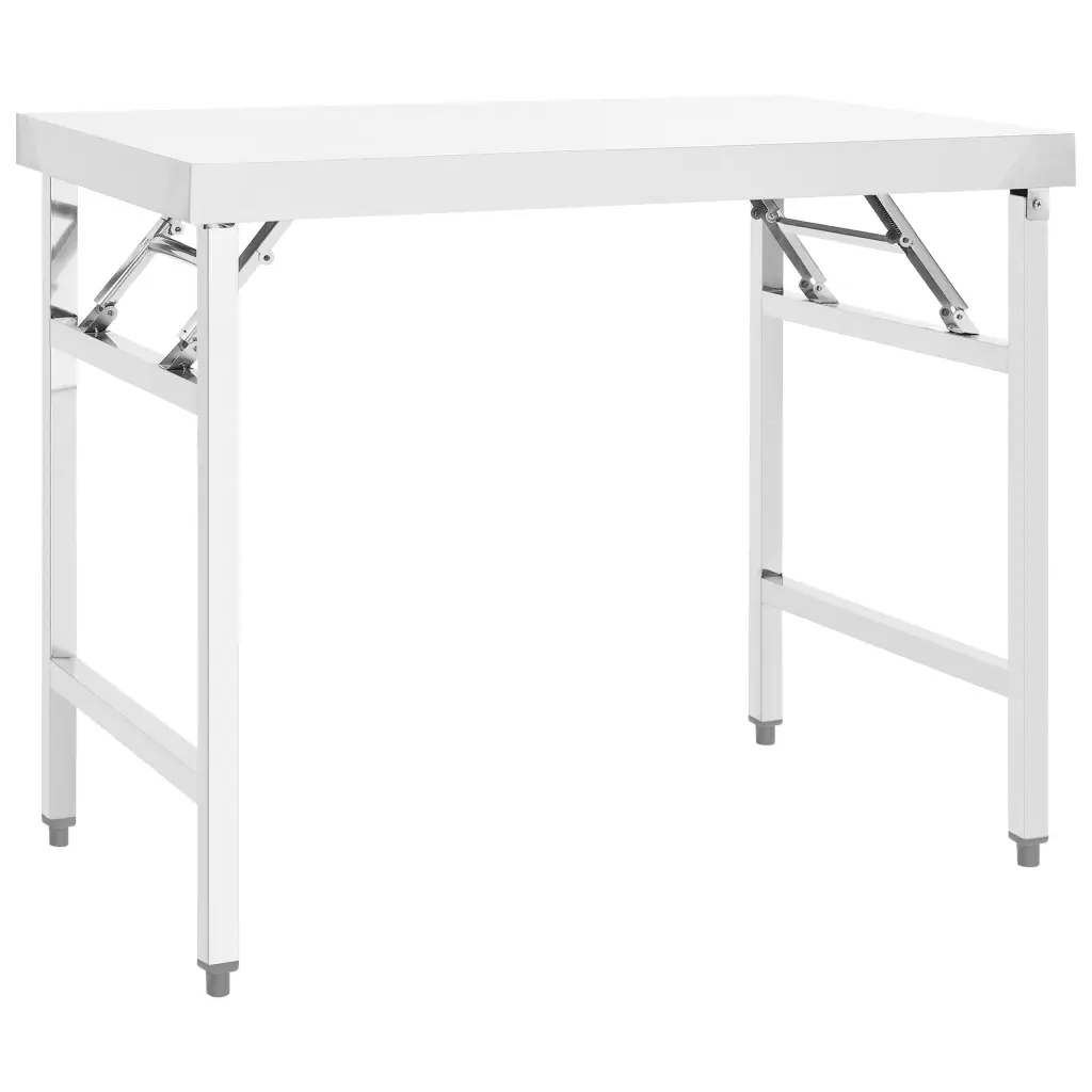 VidaXL Kitchen Folding Work Table 100x60x80 cm Stainless Steel