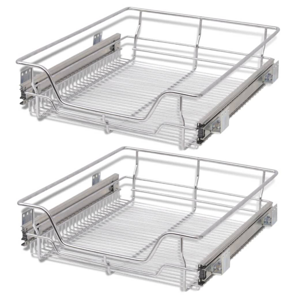 VidaXL Pull-Out Wire Baskets 2 pcs Silver 500 mm