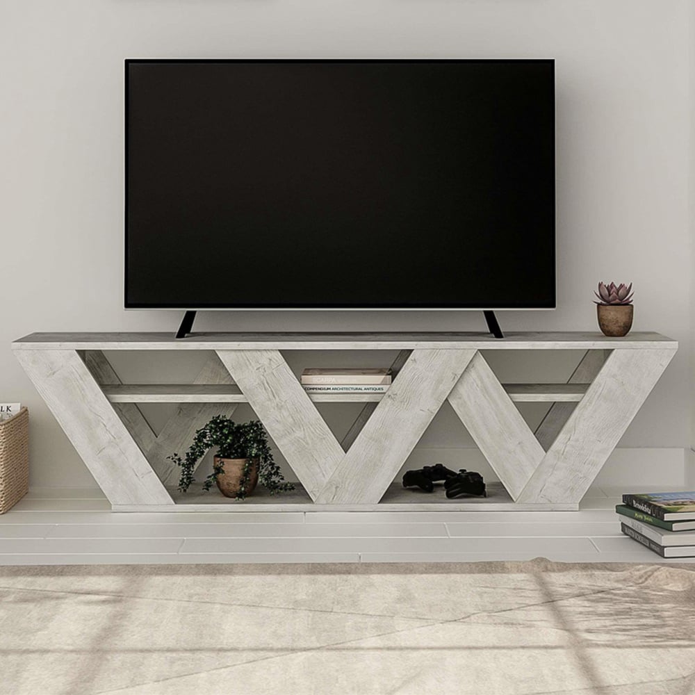 Decortie Ralla Modern TV Stand Entertainment Unit - White