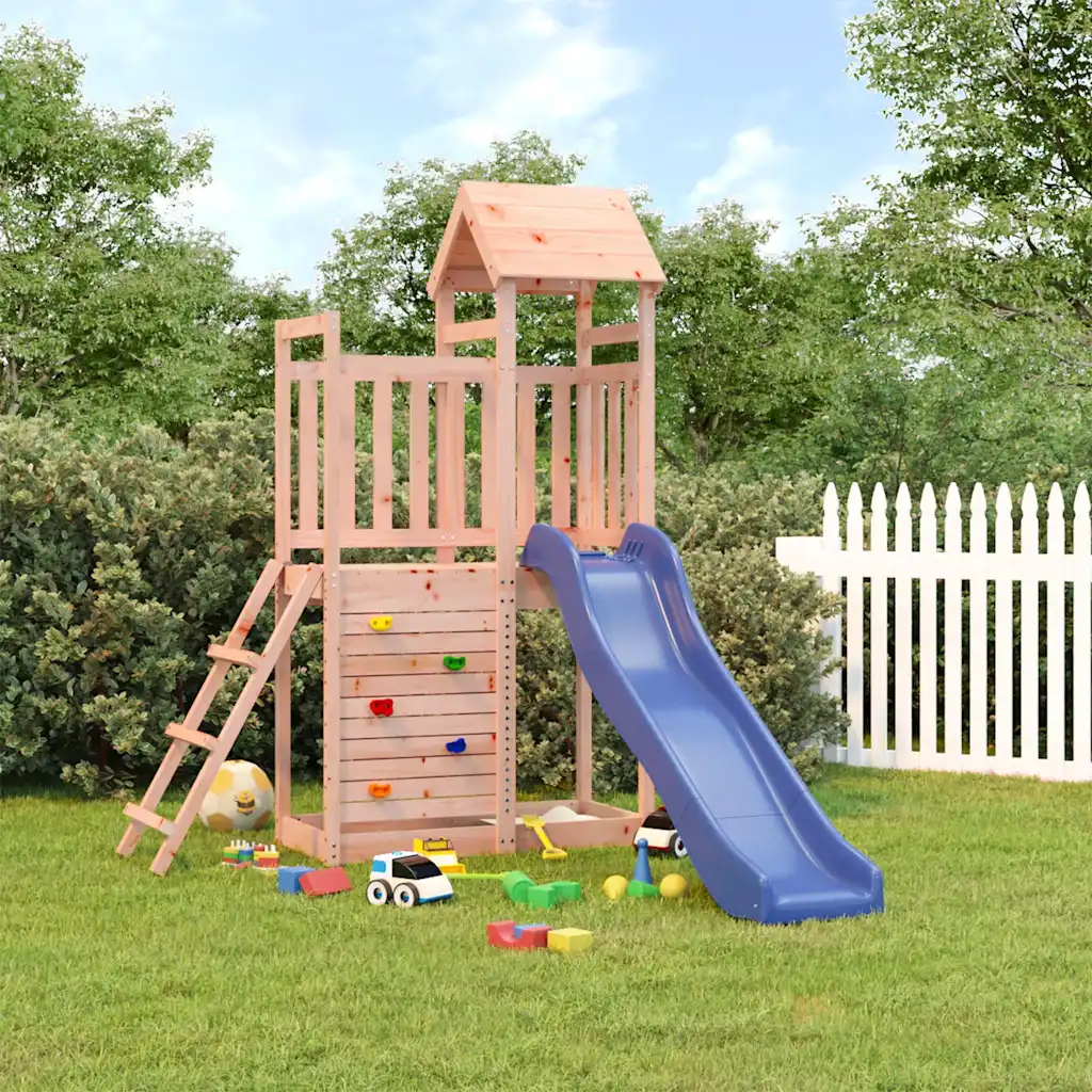VidaXL (solid douglas wood) vidaXL Playhouse Climbing Frame Play Frame with Slide Rockwall Solid Wood Pine