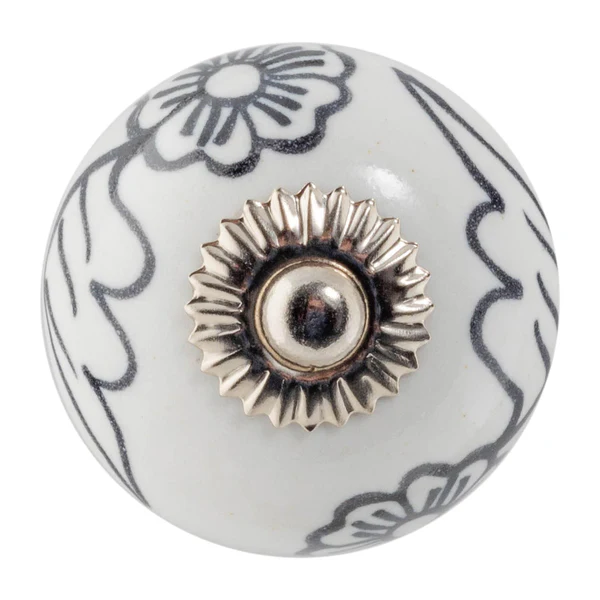 Handpainted 40mm Diameter Round Knob black,white