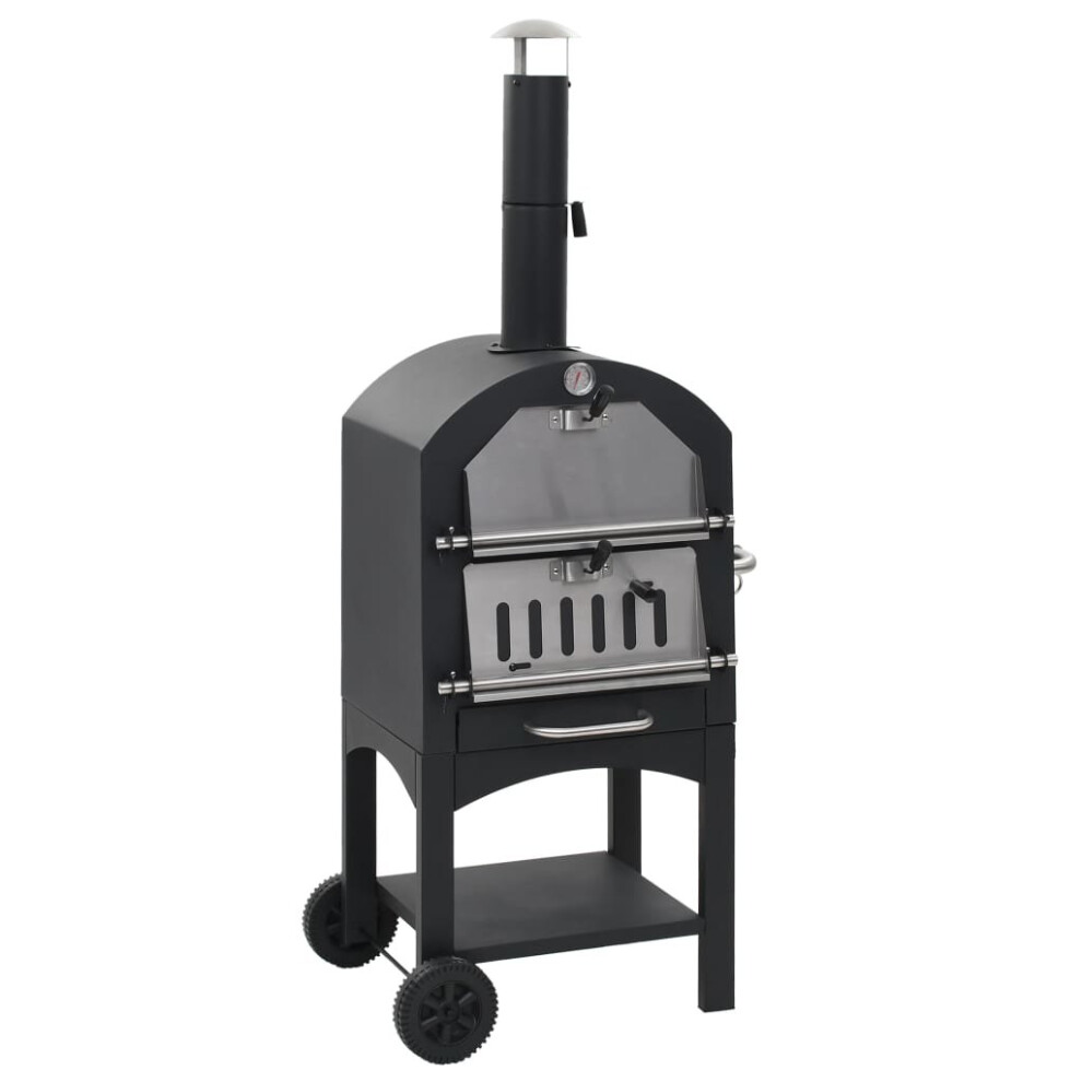 VidaXL Charcoal Fired Outdoor Pizza Oven with Fireclay Stone