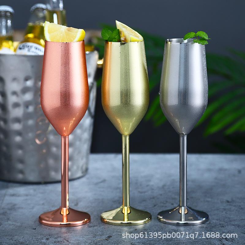 DIYelecs Stainless steel champagne glass red wine glass cocktail glass creative metal wine glass bar