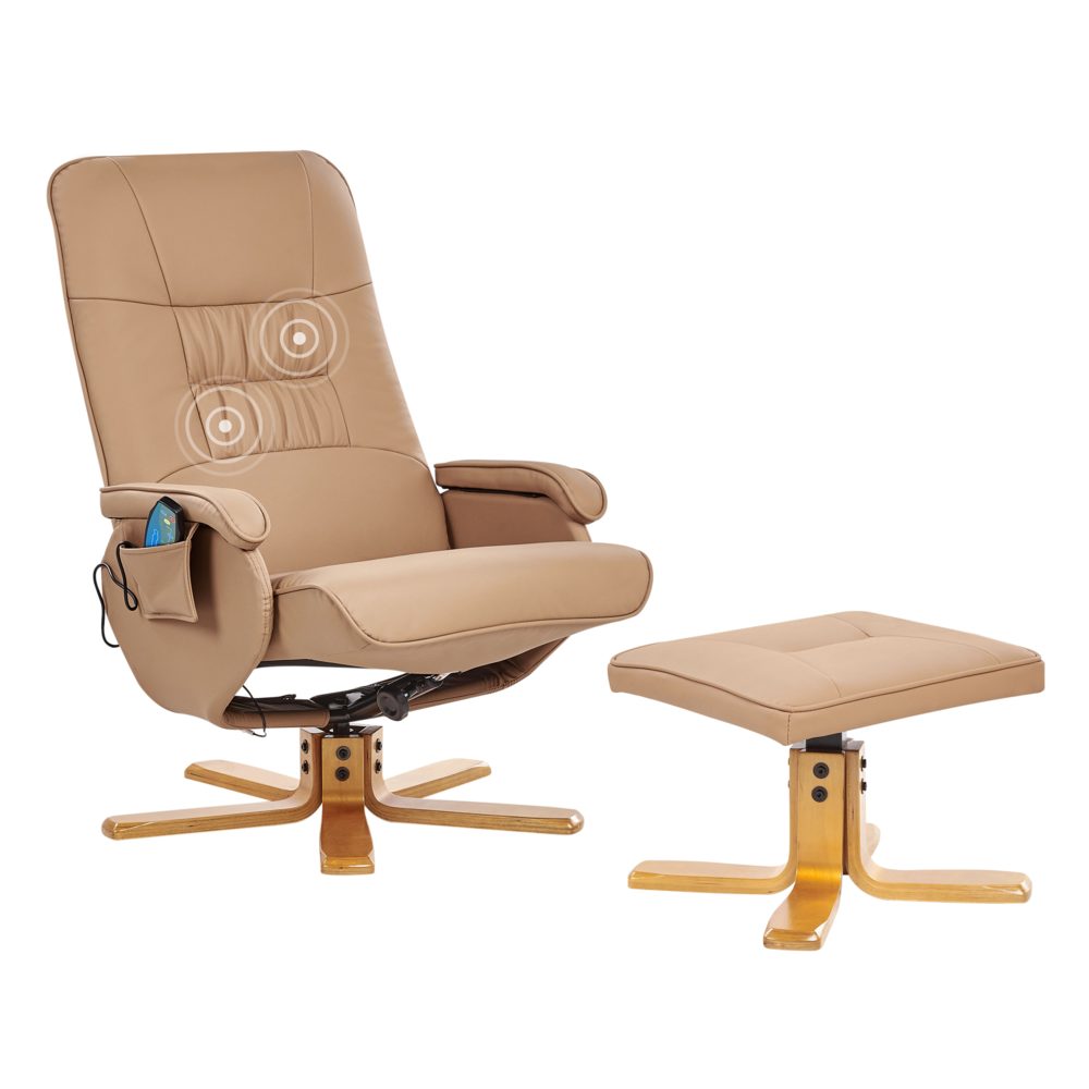 Beliani Massage Chair Relaxpro With Footstool Faux Leather Light Brown
