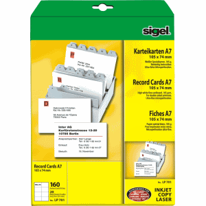 Sigel LP701 Record Cards 105 x 74 mm 185 gsm White